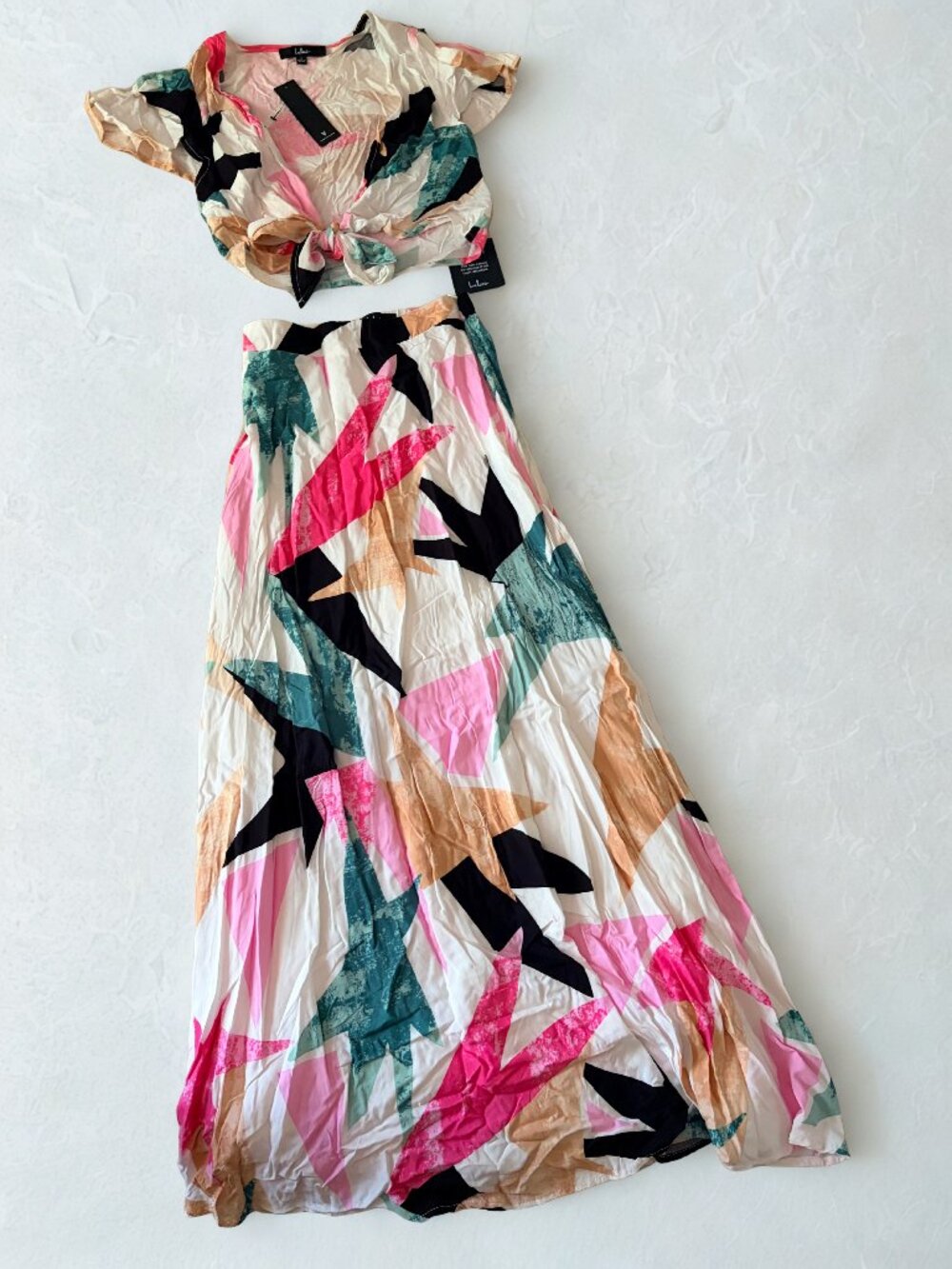 Lulus Daydreaming White Print Two-Piece Maxi Dress